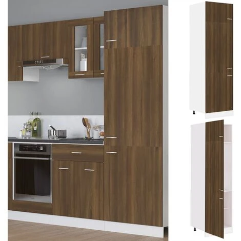 Refrigerator Cabinet Brown Oak 60x57x207 Cm Engineered Wood VidaXL 2 Refrigerator Cabinet Brown Oak 60x57x207 Cm Engineered Wood VidaXL - Image 2