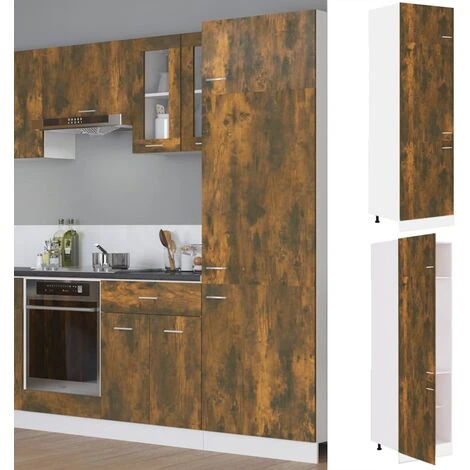 Refrigerator Cabinet Smoked Oak 60x57x207 Cm Engineered Wood VidaXL 2 Refrigerator Cabinet Smoked Oak 60x57x207 Cm Engineered Wood VidaXL - Image 2