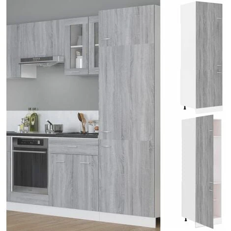 Refrigerator Cabinet Grey Sonoma 60x57x207 Cm Engineered Wood VidaXL 2 Refrigerator Cabinet Grey Sonoma 60x57x207 Cm Engineered Wood VidaXL - Image 2