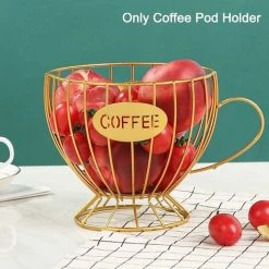GDRHVFD Coffee Pod Holder, Metal Coffee Creamer Container, Multiple Espresso Storage Baskets And Kitchen Countertop, Coffee Table (Gold) Kitchen Shelves 9 GDRHVFD Coffee Pod Holder, Metal Coffee Creamer Container, Multiple Espresso Storage Baskets And Kitchen Countertop, Coffee Table (Gold) Kitchen Shelves -Vonshef shop 74950512 5