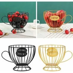 GDRHVFD Coffee Pod Holder, Coffee Creamer Box, Coffee Organizer, Multiple Kitchen Espresso Storage Baskets, Coffee Table Counter, Bar (Black) Kitchen Shelves -Vonshef shop 74951644 4