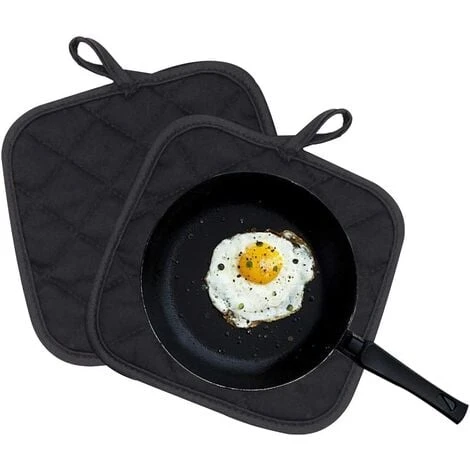 EINEMGELD Cotton Kitchen Potholders Set Of 3, Heat Resistant Pot Holder Coaster Pot Holder Oven Mitts, Idea For Oven BBQ Cooking Handling For Cooking And Baking-Black 1 EINEMGELD Cotton Kitchen Potholders Set Of 3, Heat Resistant Pot Holder Coaster Pot Holder Oven Mitts, Idea For Oven BBQ Cooking Handling For Cooking And Baking-Black