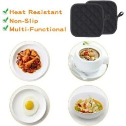 EINEMGELD Cotton Kitchen Potholders Set Of 3, Heat Resistant Pot Holder Coaster Pot Holder Oven Mitts, Idea For Oven BBQ Cooking Handling For Cooking And Baking-Black 9 EINEMGELD Cotton Kitchen Potholders Set Of 3, Heat Resistant Pot Holder Coaster Pot Holder Oven Mitts, Idea For Oven BBQ Cooking Handling For Cooking And Baking-Black -Vonshef shop 75323392 5