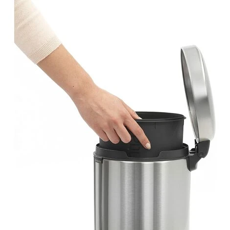 EINEMGELD 112645 Newicon Pedal Bin With Plastic Bucket, 5 L - Matt Steel 3 EINEMGELD 112645 Newicon Pedal Bin With Plastic Bucket, 5 L - Matt Steel - Image 3