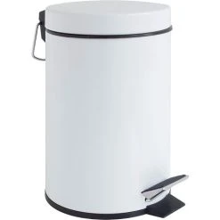 EINEMGELD Pedal Bin 3L, Metal, White, 22.5 X 17 X 26 Cm