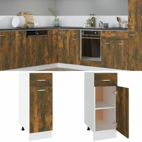 Drawer Bottom Cabinet Smoked Oak 30x46x81.5 Cm Engineered Wood VidaXL 2 Drawer Bottom Cabinet Smoked Oak 30x46x81.5 Cm Engineered Wood VidaXL - Image 2