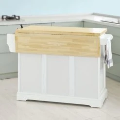 SoBuy Extendable Kitchen Trolley Cart Island, FKW41-WN+ Free Wall Coat Rack FRG54-W -Vonshef shop 7564820 4