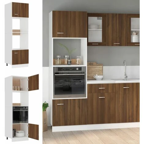 Microwave Cabinet Brown Oak 60x57x207 Cm Engineered Wood VidaXL 2 Microwave Cabinet Brown Oak 60x57x207 Cm Engineered Wood VidaXL - Image 2
