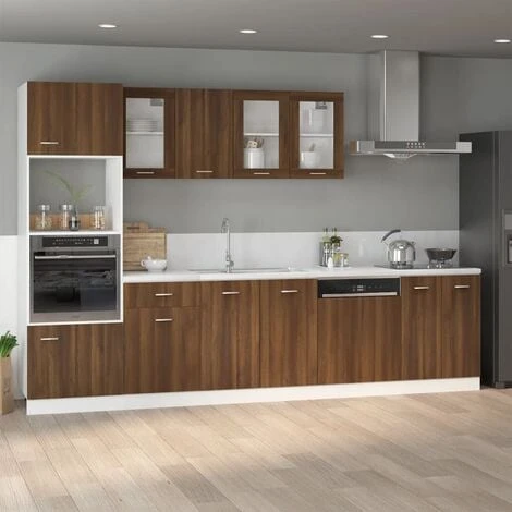 Microwave Cabinet Brown Oak 60x57x207 Cm Engineered Wood VidaXL 4 Microwave Cabinet Brown Oak 60x57x207 Cm Engineered Wood VidaXL - Image 4