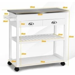 Costway Kitchen Island Storage Trolley 3-Tier Buffet Serving Rolling Cart Stainless Top -Vonshef shop 75693714 3