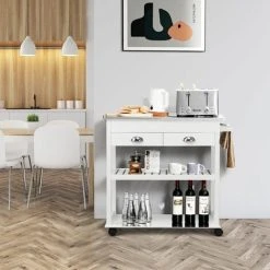 Costway Kitchen Island Storage Trolley 3-Tier Buffet Serving Rolling Cart Stainless Top -Vonshef shop 75693714 4