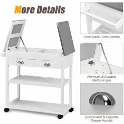Costway Kitchen Island Storage Trolley 3-Tier Buffet Serving Rolling Cart Stainless Top -Vonshef shop 75693714 5