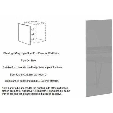 IMPACT FURNITURE KITCHEN End Panel Left Right Universal Wall Unit Plant On Light Grey Gloss Luna 3 IMPACT FURNITURE KITCHEN End Panel Left Right Universal Wall Unit Plant On Light Grey Gloss Luna - Image 3