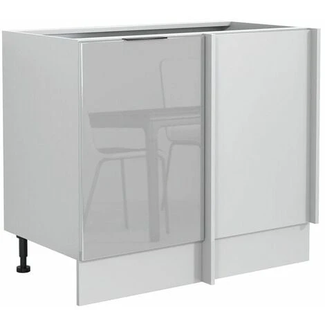 IMPACT FURNITURE Kitchen Corner Base Unit 1100 Cabinet 110cm Cupboard Light Grey Gloss Universal L/R Luna 1 IMPACT FURNITURE Kitchen Corner Base Unit 1100 Cabinet 110cm Cupboard Light Grey Gloss Universal L/R Luna