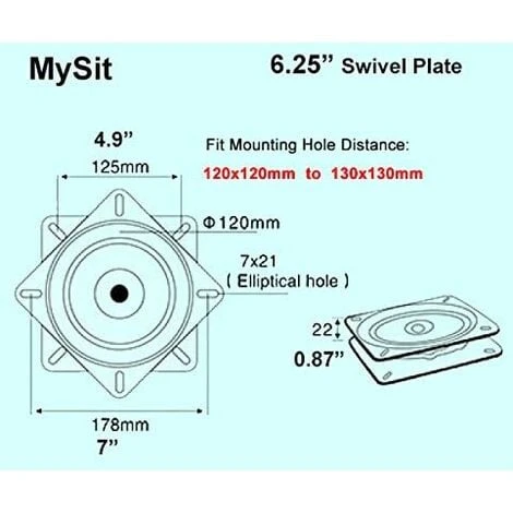 JOORRT 6.25 Heavy Duty Bar Stool Swivel Plate Replacement, Square Swivel Mechanism For Recliner Chair Or Furniture - Ball Bearing Swivel Boat Seat 4 JOORRT 6.25 Heavy Duty Bar Stool Swivel Plate Replacement, Square Swivel Mechanism For Recliner Chair Or Furniture - Ball Bearing Swivel Boat Seat - Image 4