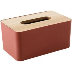 PESCE Wood Tissue Box Cover For Paper Facial Tissues, Wooden Rectangular Tissue Box Holder Pink