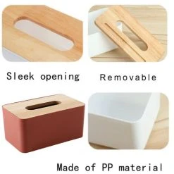 PESCE Wood Tissue Box Cover For Paper Facial Tissues, Wooden Rectangular Tissue Box Holder Pink -Vonshef shop 77432137 3