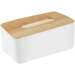 PESCE Wood Tissue Box Cover For Paper Facial Tissues, Wooden Rectangular Tissue Box Holder White