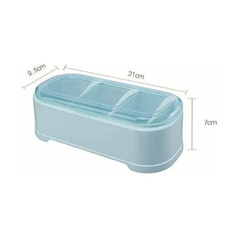Devenirriche Spice Jars 3 Compartment Kitchen Seasoning Storage Box With Lid Used To Store Pepper And Salt 21 7 9.5cm Blue 1 Pcs 2 Devenirriche Spice Jars 3 Compartment Kitchen Seasoning Storage Box With Lid Used To Store Pepper And Salt 21 7 9.5cm Blue 1 Pcs - Image 2