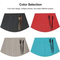 PESCE Table Placemats Wedge Shaped Place Mat With Centerpiece Round Mat Table Mats Washable, Set Of 7 Placemats For Dining Table Black -Vonshef shop 78325256 4