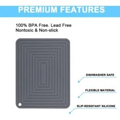 PESCE Silicone Trivet Mat For Hot Dishes/Heat Resistant Pot Holder, Non Slip Thick Flexible Hot Pads For Kitchen Table Grey -Vonshef shop 78325694 3