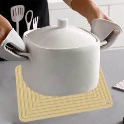 PESCE Silicone Trivet Mat For Hot Dishes/Heat Resistant Pot Holder, Non Slip Thick Flexible Hot Pads For Kitchen Table Yellow -Vonshef shop 78325706 4