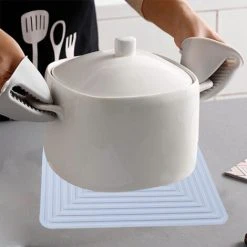 PESCE Silicone Trivet Mat For Hot Dishes/Heat Resistant Pot Holder, Non Slip Thick Flexible Hot Pads For Kitchen Table Light Blue -Vonshef shop 78325867 4