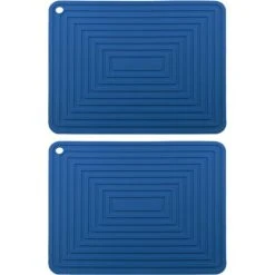 PESCE Silicone Trivet Mat For Hot Dishes/Heat Resistant Pot Holder, Non Slip Thick Flexible Hot Pads For Kitchen Table Blue