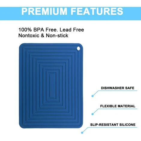PESCE Silicone Trivet Mat For Hot Dishes/Heat Resistant Pot Holder, Non Slip Thick Flexible Hot Pads For Kitchen Table Blue 3 PESCE Silicone Trivet Mat For Hot Dishes/Heat Resistant Pot Holder, Non Slip Thick Flexible Hot Pads For Kitchen Table Blue - Image 3