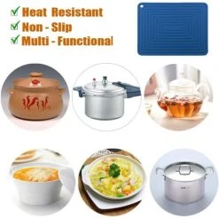 PESCE Silicone Trivet Mat For Hot Dishes/Heat Resistant Pot Holder, Non Slip Thick Flexible Hot Pads For Kitchen Table Blue 9 PESCE Silicone Trivet Mat For Hot Dishes/Heat Resistant Pot Holder, Non Slip Thick Flexible Hot Pads For Kitchen Table Blue -Vonshef shop 78326061 5