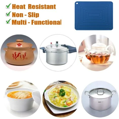 PESCE Silicone Trivet Mat For Hot Dishes/Heat Resistant Pot Holder, Non Slip Thick Flexible Hot Pads For Kitchen Table Blue 5 PESCE Silicone Trivet Mat For Hot Dishes/Heat Resistant Pot Holder, Non Slip Thick Flexible Hot Pads For Kitchen Table Blue - Image 5