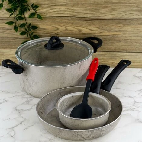 Geezy Cream Cooking Set 5pc Non-Stick Pots Pans Cookware Gas Halogen Electric Cookers 2 Geezy Cream Cooking Set 5pc Non-Stick Pots Pans Cookware Gas Halogen Electric Cookers - Image 2