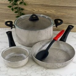 Geezy Cream Cooking Set 5pc Non-Stick Pots Pans Cookware Gas Halogen Electric Cookers 9 Geezy Cream Cooking Set 5pc Non-Stick Pots Pans Cookware Gas Halogen Electric Cookers -Vonshef shop 78443136 5