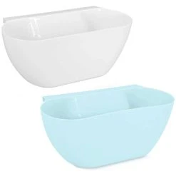 HEGUYEY 2x Drip Tray For Hanging Up Kitchen Waste - Set Of 2 Organic Waste Bins - Waste Bins In Blue And White