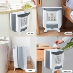 HEGUYEY Foldable Trash Can, 9L Kitchen Trash Can Wall Mounted Trash Can For Car Closet Office Bathroom Bedroom Hanging Trash Can 9 HEGUYEY Foldable Trash Can, 9L Kitchen Trash Can Wall Mounted Trash Can For Car Closet Office Bathroom Bedroom Hanging Trash Can -Vonshef shop 78703298 5