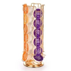 HEGUYEY Luxurious Coffee Capsule Holder. Suitable For 24 Capsules. Coffee Capsule Carousel Storage, Organizer And Dispenser. Rotating Tower Stand For Counter, Cafe, Housewarming