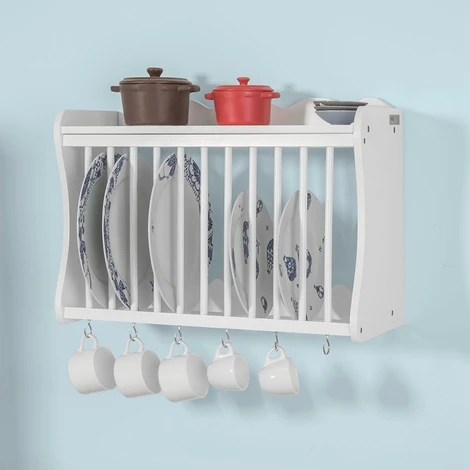 SoBuy Wall Mounted Kitchen Plate Cup Holder Dish Storage Rack Shelf,FRG275-W 1 SoBuy Wall Mounted Kitchen Plate Cup Holder Dish Storage Rack Shelf,FRG275-W