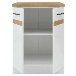 IMPACTFURNITURE 600 Kitchen Base Cabinet Unit White Low Gloss Individual 60cm Lower Cupboard Junona -Vonshef shop 80437651 3
