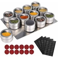 READCLY-Magnetic Spice Jars With Wall Mount Stainless Steel Spice Boxes Spice Seasoning Containers With Spice Label Clever -Vonshef shop 80961697 4