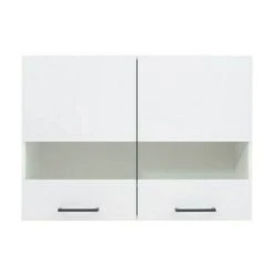 IMPACT FURNITURE 800 Glass Kitchen Cabinet Unit Wall Display Cupboard 80cm With LED Lights White Low Gloss Junona 7 IMPACT FURNITURE 800 Glass Kitchen Cabinet Unit Wall Display Cupboard 80cm With LED Lights White Low Gloss Junona -Vonshef shop 81207386 3