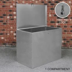 Monster Shop Large Storage Feed Bins 64L Galvanised Metal Waterproof Rodent -Vonshef shop 81657706 3