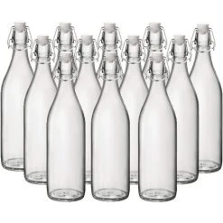 Simpa 12 X 1L Swingtop Lid Glass Bottles - CLEAR