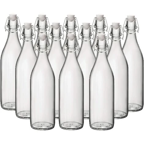 Simpa 12 X 1L Swingtop Lid Glass Bottles - CLEAR 1 Simpa 12 X 1L Swingtop Lid Glass Bottles - CLEAR