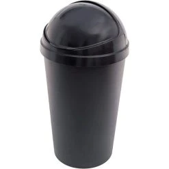 Simpa 50L Anthracite Black Kitchen Bullet Bin With Roll Open Lid