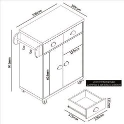 GALANO Perth Kitchen Cart - Beaufork Oak + Light Grey 8 GALANO Perth Kitchen Cart - Beaufork Oak + Light Grey -Vonshef shop 81960275 4