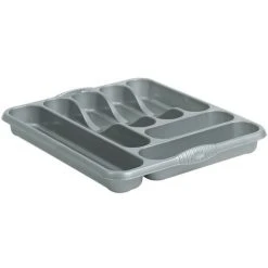 Wham Large Plastic Kitchen Cutlery Tray Organiser Holder Drawer Insert Tidy Storage - Silver