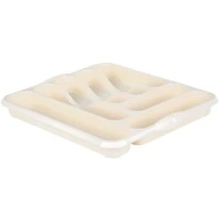 Wham Large Plastic Kitchen Cutlery Tray Organiser Holder Drawer Insert Tidy Storage - Cream
