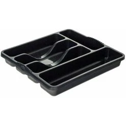 Wham Plastic Kitchen Cutlery Tray Organiser Rack Holder Drawer Insert Tidy Storage - Black