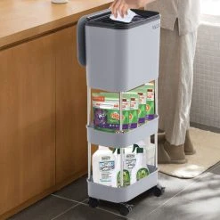 Livingandhome 3 Tier Dry Wet Rubbish Recycling Bin Moveable Trash Can -Vonshef shop 83507267 3