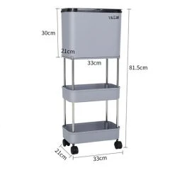 Livingandhome 3 Tier Dry Wet Rubbish Recycling Bin Moveable Trash Can -Vonshef shop 83507267 5